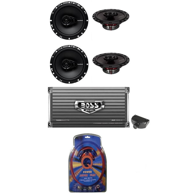 4 Rockford Fosgate R165X3 6.5" 3-Way Car Speakers& Boss 4 CH Amplifier& Amp Kit