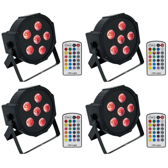 4 Rockville BATTERY PAR 6RF Rechargeable RGBWA+UV Wireless DMX Lights+RF Remotes
