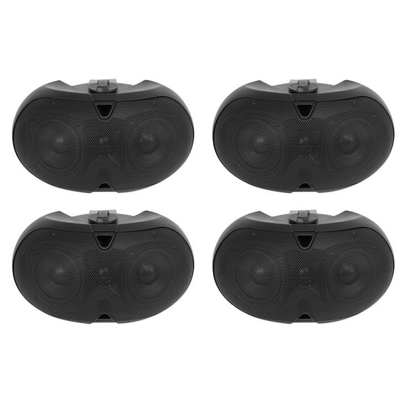 (4) Rockville D4-70 BLACK Dual 4" 70v Commercial/Restaurant Wall Mount Speakers