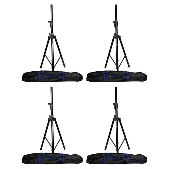 4 Rockville DJ PA Tripod Speaker Stands+Bags, Hydraulic Air Auto Lift RVSS4AB