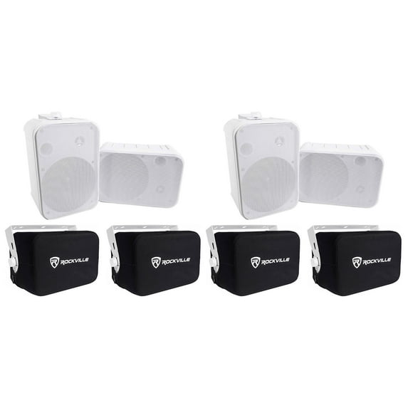4) Rockville HP65S 6.5" 500w Outdoor Patio Backyard Speakers w/Waterproof Covers