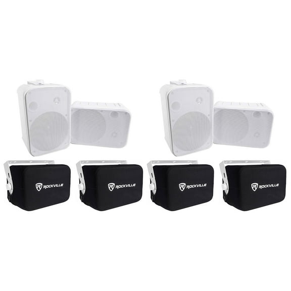 4) Rockville HP65S 6.5" 500w Outdoor Patio Backyard Speakers w/Waterproof Covers