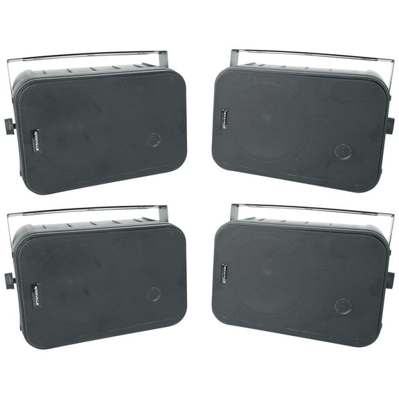 4) Rockville HP65S 6.5" Black Outdoor/Indoor Home Theater Patio Speakers+Swivel Mounts