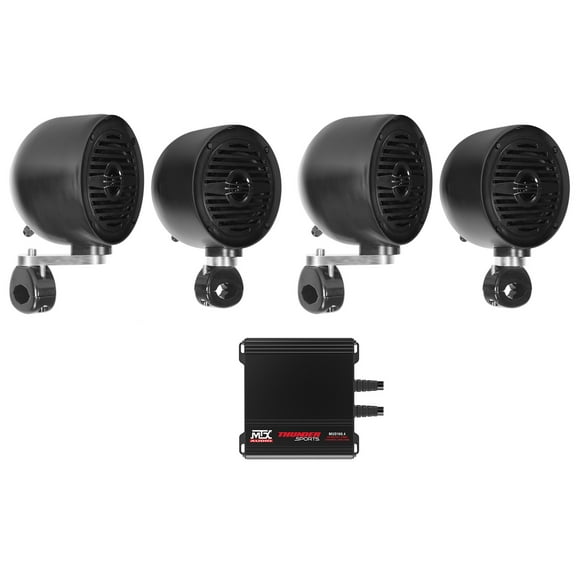 (4) Rockville MS40B Black 4" Tower Speakers+MTX Amplifier For ATV/UTV/Cart