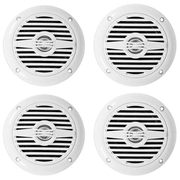 (4) Rockville MS40W White 4" 200 Watt Marine Boat Speakers Compact and Powerful