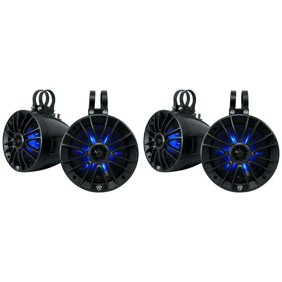 (4) Rockville PT65BR 6.5 inch Powered Bluetooth LED Tower Speakers For ATV/UTV/RZR