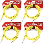 4 Rockville RCTR110Y Yellow 10' 1/4'' TRS to 1/4'' TRS Cable 100% Copper