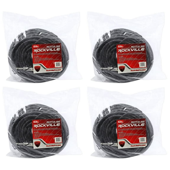4 Rockville RCTT12100 100' 12 AWG 1/4" TS to 1/4" TS Speaker Cable 100% Copper