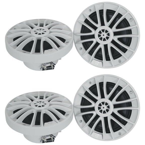 (4) Rockville RM-PREMIUM-65 WHITE 6.5" 600w Marine Boat Speakers - Crisp Sound!