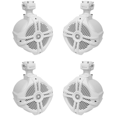 (4) Rockville RWB70W White 6.5" 250w Marine Wakeboard 360° Swivel Tower Speakers