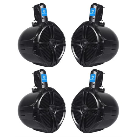 (4) Rockville RWB80B 8" Black 2 Way 300 Watt Marine Wakeboard Tower Speakers