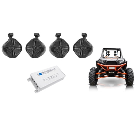 4 Rockville RWB90B 8" Tower Speakers+4-Channel Amplifier for Polaris RZR/ATV/UTV