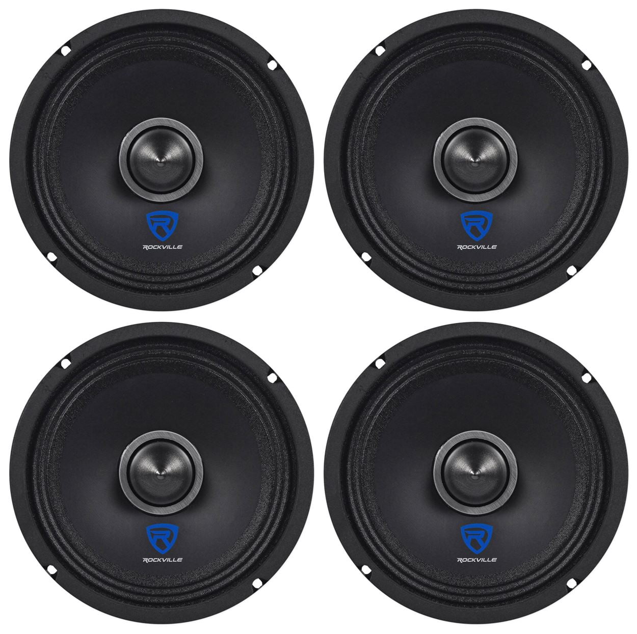 Rockville RXM64 6.5-in 600W Total 4-Ohm mid-bass Driver car Audio Speakers, 150W peak/75W RMS per Speaker, Kevlar Cone Reinforced Pulp, for Door installations and Custom Systems, 4-piece