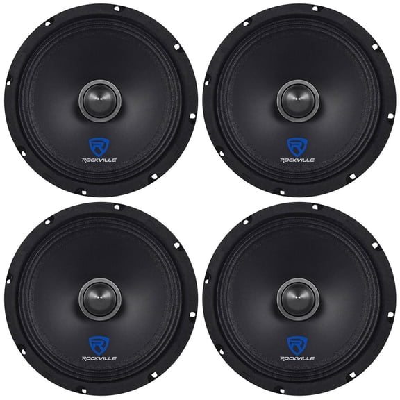 Rockville RXM88 8-Inch 500W 8 Ohm Mid-Range Drivers Speakers, Made withKevlar Cone, 125W, 8 Ohm, 100Hz-11KHz, 102dB @ 1W/1m, 4-piece