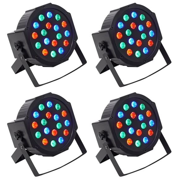 (4) Rockville RockPAR50 LED RGB Compact Par Can DJ/Club DMX Wash Lights