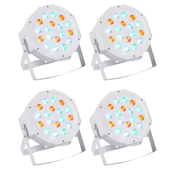 (4) Rockville RockPAR50 White LED RGB Compact Par Can DJ/Club DMX Wash Lights