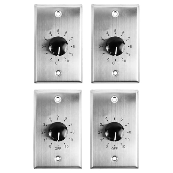 4) Rockville VOL70100 100w 70v Stainless Wall Volume Control Zone Controllers