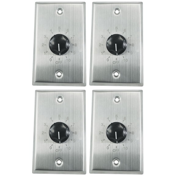 4 Rockville VOL70200 SS 200w 70v Stainless Wall Volume Controls Zone Controllers