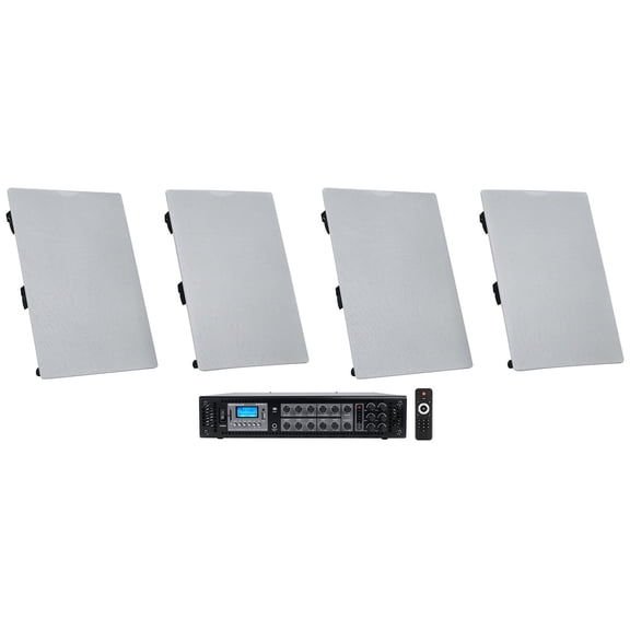 4 Rockville WA6570 6.5" 70V Commercia In-Wall Speakers+Amp 4 Restaurant/Bar/Cafe