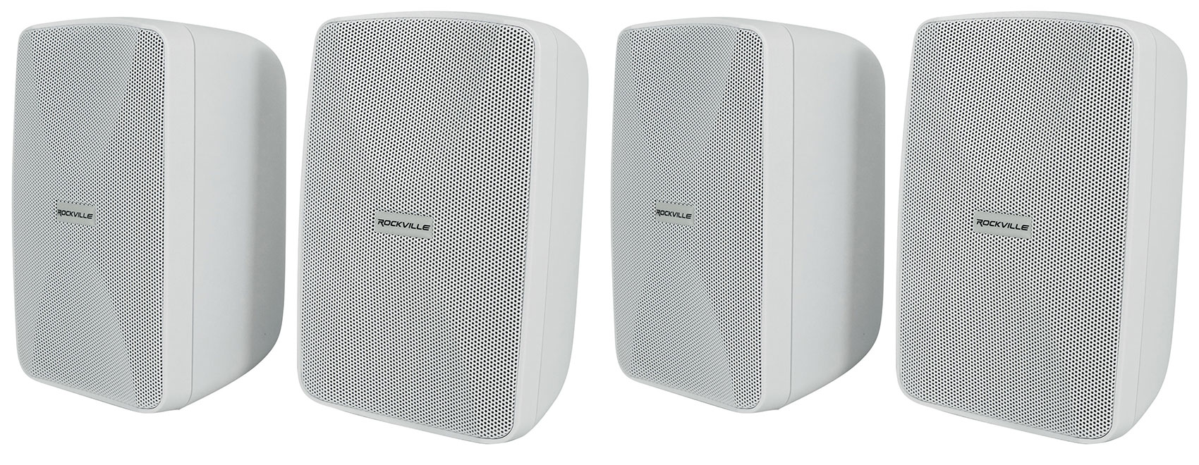 4) Rockville WET-40W 4" 70V Commercial Indoor/Outdoor Wall Speakers White Swivel