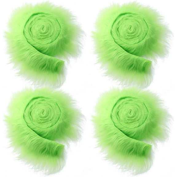 4 Roll 150cm x 5cm Shaggy Faux Fur Fabric Precut Strips Pale Green Fur Trim Fuzzy Craft Fur Ribbon for DIY Crafts Gnomes Beard Santa Claus Hair Dwarf Cosplay Costume Christmas Decoration