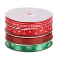 thumbnail image 1 of 4 Roll Christmas Ribbons Grosgrain Ribbon 25 Yards Merry Christmas Snowflake Twill Thread Christmas Wreath Bow, 1 of 6