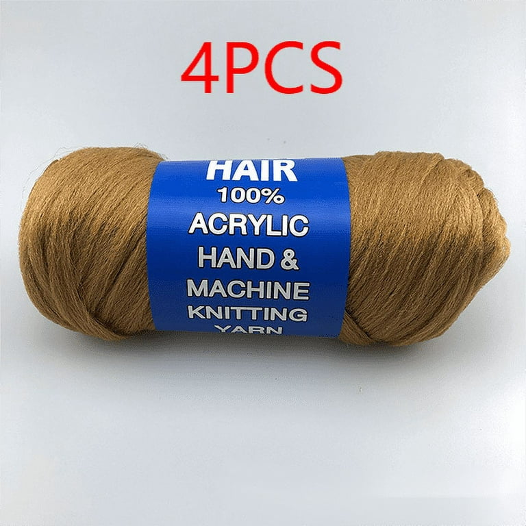 4 Packs Brazilian Wool Hair Yarn, Wool Yarn for Hair Jumbo Braiding&  Senegalese Twisting Wool Hair Attachment Knitting Hair Braids(Light Brown)  