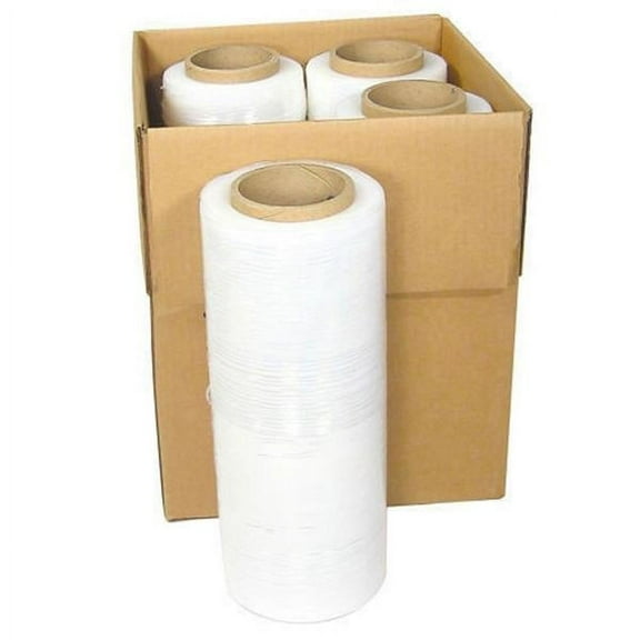 4-Roll Stretch Wrap Film - 3" Core Heavy Duty Pallet Wrap, Clear Self-Adhering Bundling for Moving, Warehouse, Product Protection