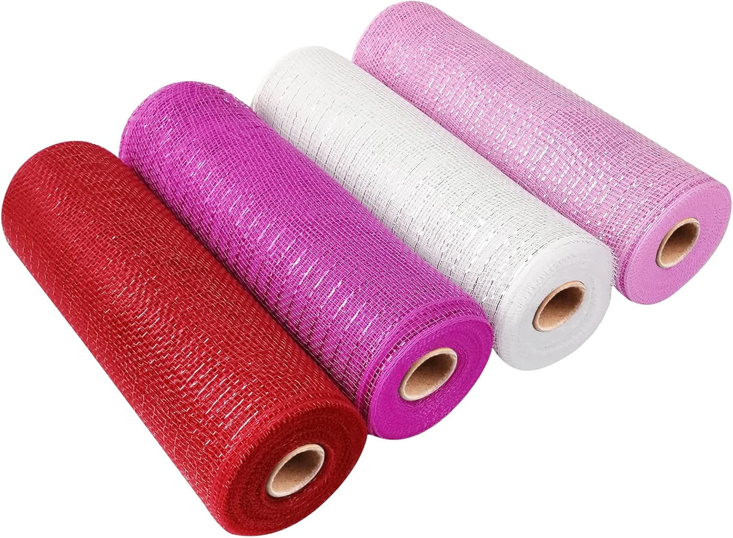 Mesh Ribbon Vine 4 Roll Valentine's Day Poly Mesh Ribbon - 10 Inch x 30 Feet Wired Edge ...