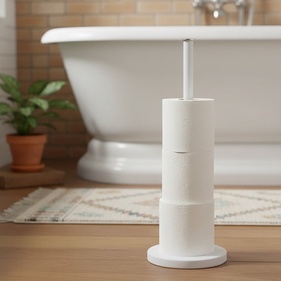 White Toilet Paper Holder Stand