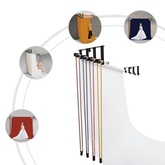 4-Roller Backdrop Support System Wall-Mounted Background Holder For Studio