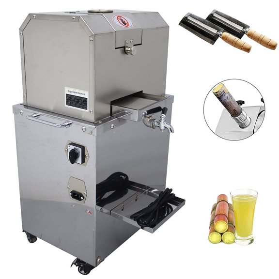 4 Rollers Electric Sugarcane Juicer Sugar Cane Press Juicer Machine Juicing Crusher 110V Stainless Steel