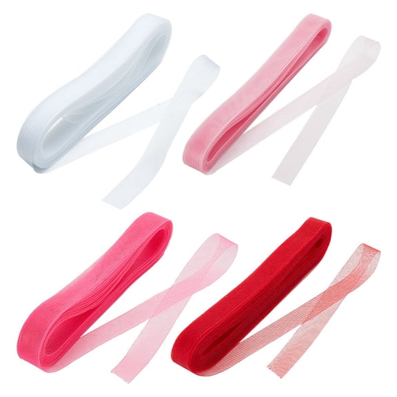 4 Rolls 1 inch Stiff Horsehair Braid Mixed Color Polyester Horse Hair Braid Trim Clothes Accessories for Sewing Wedding Dress Dance Gowns