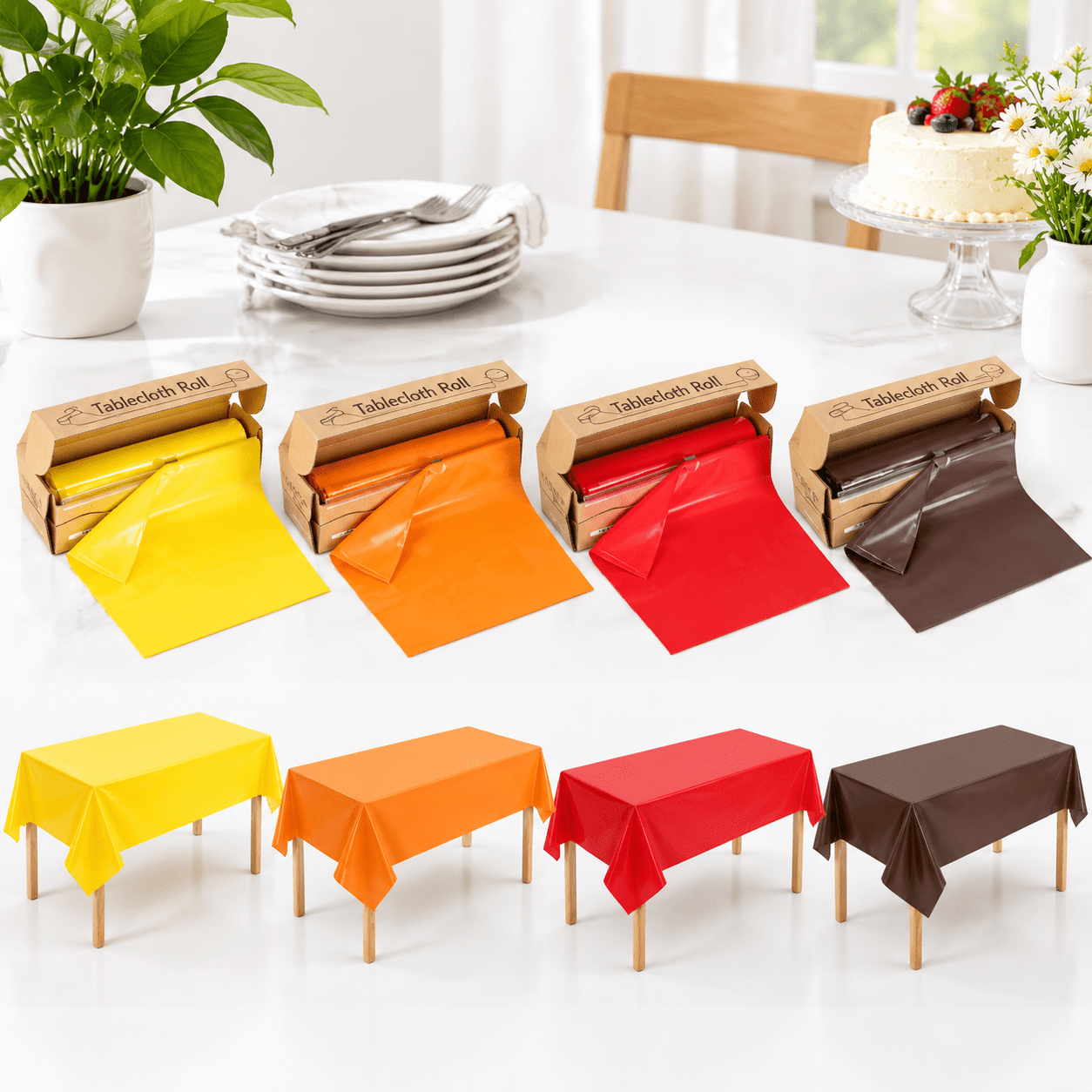 Fall Photo With Auto 4 Rolls 100ft X 54in Fall Plastic Tablecloth Roll With Slide Box ...