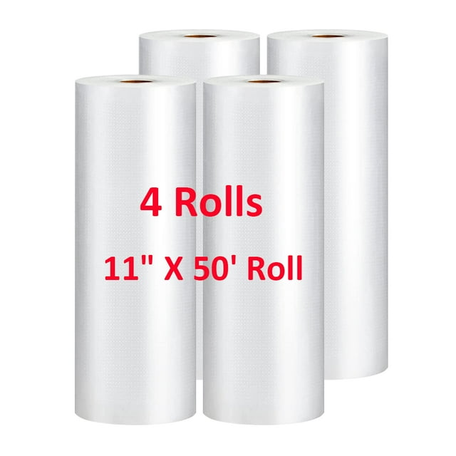 "4 Rolls 11"" x 50' BPA Free Food Saver Vacuum Sealer Bags, Embossed