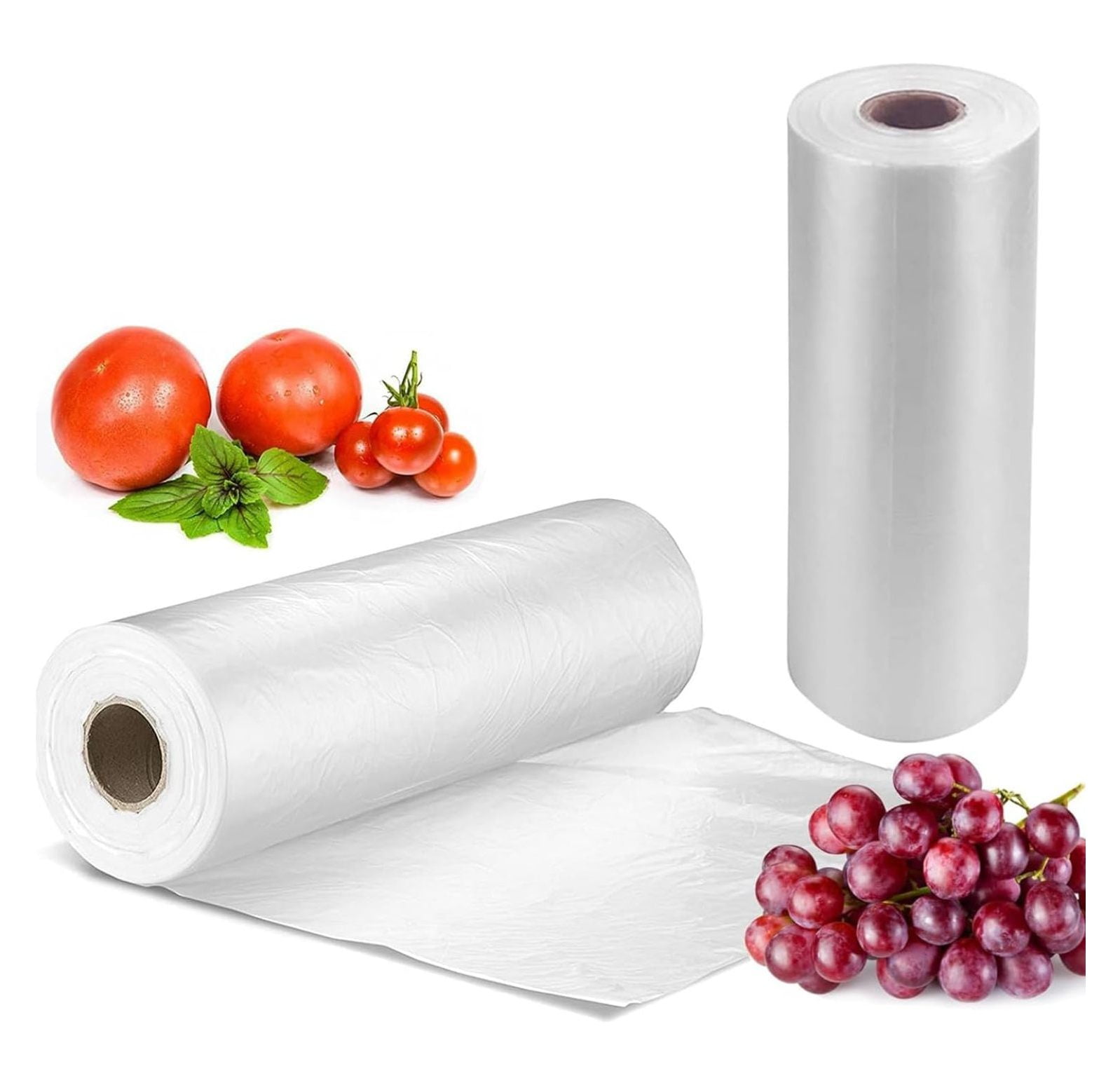 [4 Rolls] 12" X 20" Plastic Produce Bags on a Roll, Bread and Grocery