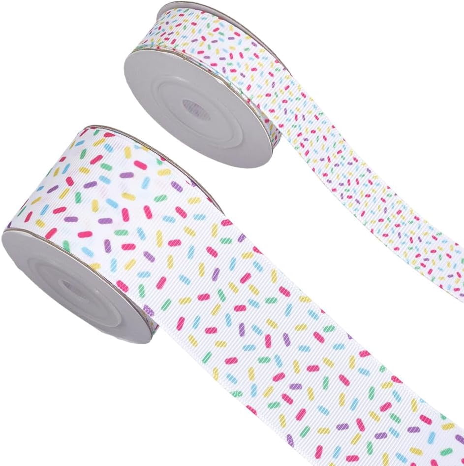 Sprinkle Ribon 4 Rolls 20 Yards Candy Sprinkle Grosgrain Ribbon White Colorful Dot ...