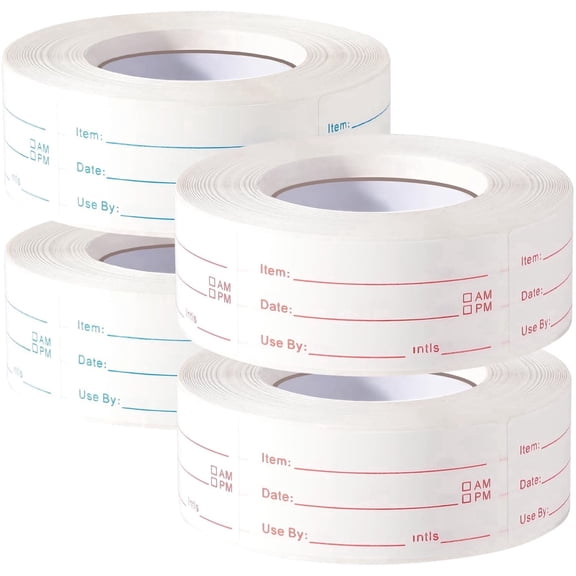 4 rolls, 2000pcs removable food labels, 1"x2" date stickers for freezer, fridge, containers - easy to write, no residue, freezer-safe, kitchen organizer