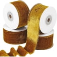 thumbnail image 1 of 4 Rolls 21.8 Yards Silk Velvet Ribbon 1-5/8 Inch Handmade Fringe Ribbons Raw Edge Satin Ribbon with Spool for Wedding Gift Wrapping Hair Bows Flower Home Decorating Coconut Brown for DIY, 1 of 7