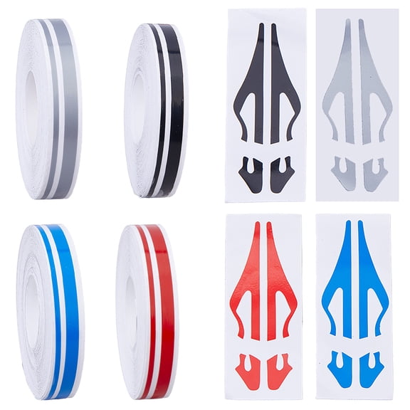4 Rolls 4 Colors Car Pinstripe Tape Plastic Pinstriping Automotive Tape Waistline Body Side Striping Decals for Car Racing Stripes DIY Stickers