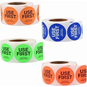 4 Rolls 4 Colors Paper Adhesive Label Stickers Flat Roound with Word Use First Mixed Color 77x40mm 1roll/color Craft Supplies