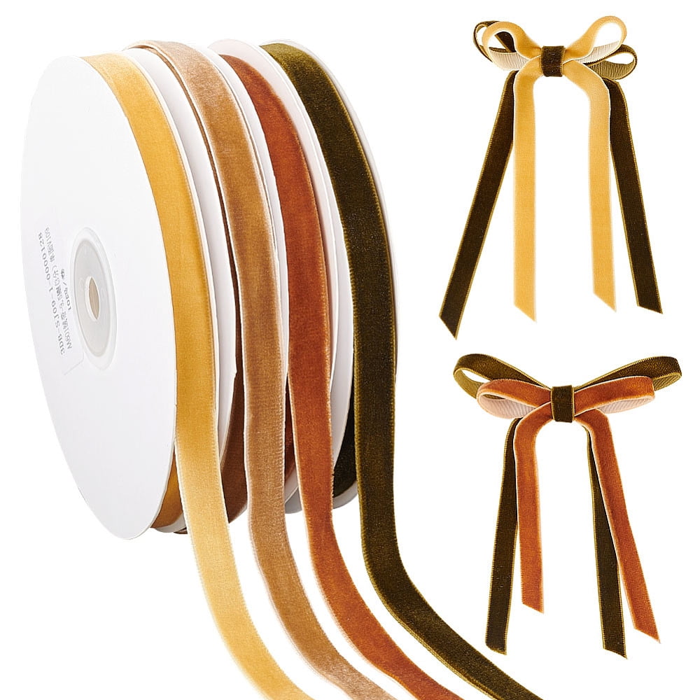 Mixte Ribbon 4 Rolls 4 Colors Single Face Velvet Ribbon Mixed Color 3/8 inch(10mm ...