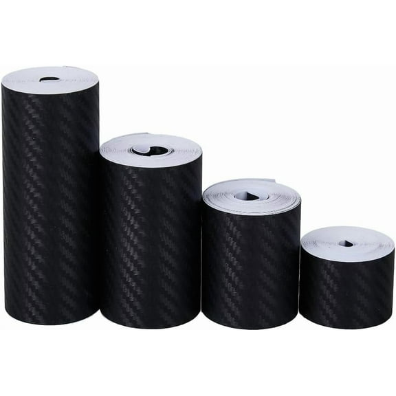 4 Rolls 4 Sizes Carbon Fiber Stickers 16.4ft Carbon Fiber Carbon Fiber Car Wraps Black Detailing Vinyl Wrap Tape Self-Adhesive Decorative Car Sticker 5m/roll Black DIY