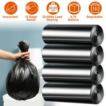 4 Rolls 6.18 Gal Black Trash Bags, Strong Unscented Trash Bags for Kitchen, Bathroom, Office - Leakproof & Durable