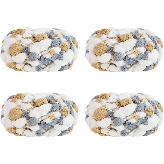 4 Rolls 600g Pomp-A-Doodle Yarn,100% Polyester Jelly Bean POM-POM Ball Yarn for Crochet Knitting Blanket Mat Pet Nest
