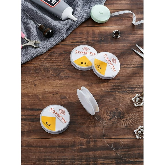 4 Rolls 60M 0.5mm Clear Elastic Cord Transparent Elastic Bead Cord Bracelet Cord Elastic Beading Cord Elastic String Clear Stretchy String for DIY Jewelry Necklace Bracelet Making for DIY