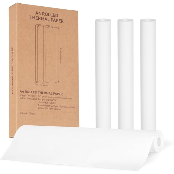 4 Rolls 8.5" x 11" Portable Printer Thermal Paper,  Letter Size Quick-Dry Thermal Roll Paper for A41 Printer, 100 sheets / 4 Rolls