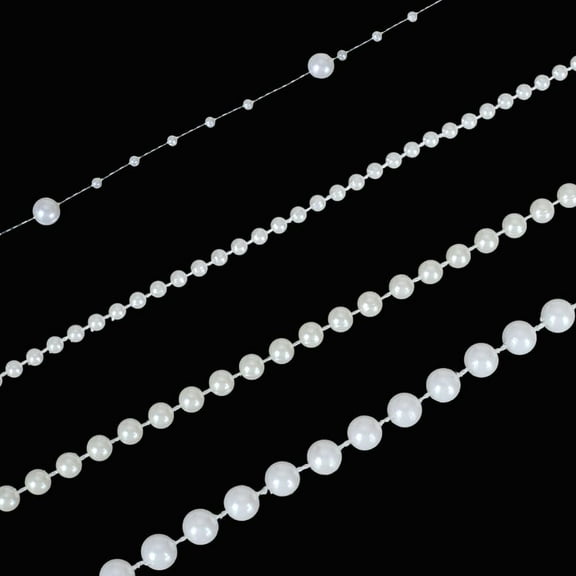 4 Rolls 98.4 Feet Pearl Beads Garland 4 Sizes Pearl Beads Roll Strand for Crafts Pearls String Beads Plastic Pearls Chain Trim for Wedding Party Flower Mother's Day Jewelry Gifts White