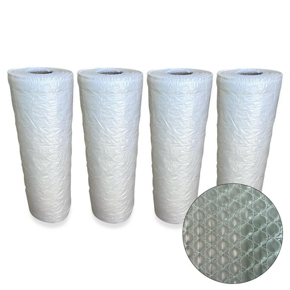 4 Rolls 984 FT Perforated Bubble Wrap Film 1/2 Inch Large Air Pillow Packaging for Moving Shipping Storage, Clear