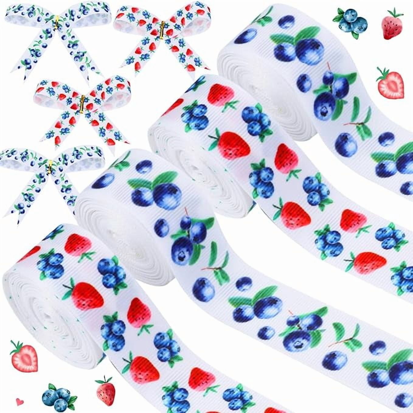 4 Rolls Berry Themed Ribbons 20 Yards Strawberry Blueberry Craft ...